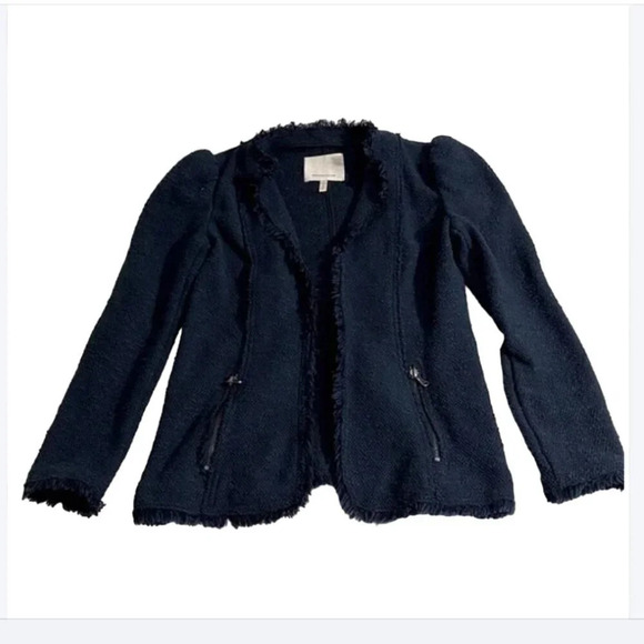 REBECCA TAYLOR FRAYED KNIT TWEED LOOK JACKET size 0 - Picture 1 of 9